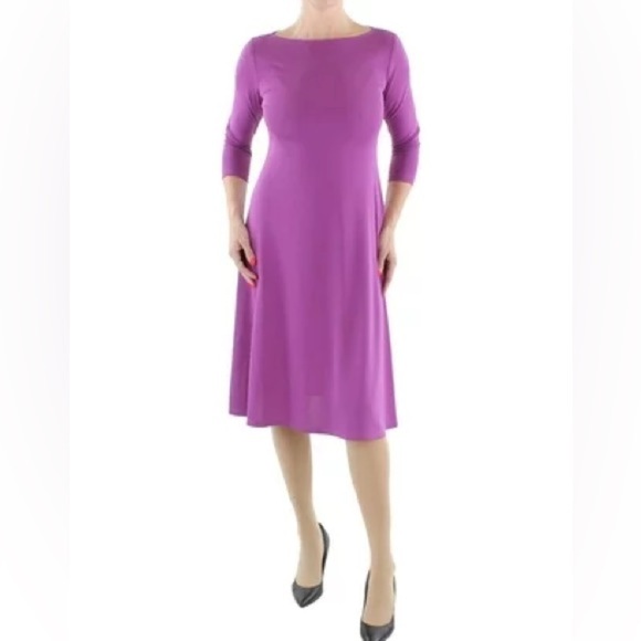 Lauren Ralph Lauren Stretch Jersey Midi Dress in Violet Size 4 NWT! - Picture 1 of 9